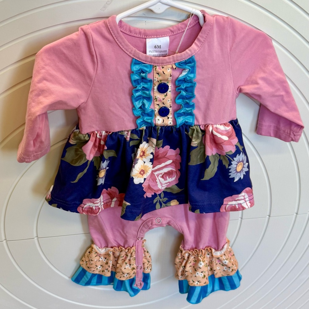 Pink and Blue Floral Kids Bodysuit